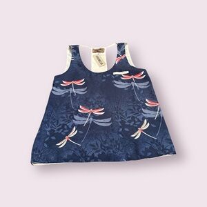 NWT Women's Karen Zambos Blue Tank Top With Dragonfly Print Size Small